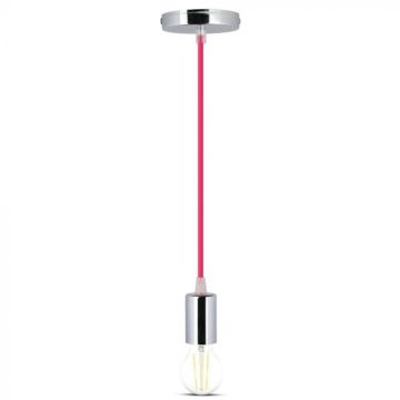 V-TAC VT-7338 Lustre suspendu 1MT E27 en métal avec câble couleur fuchsia Ф39mm IP20 - SKU 3792