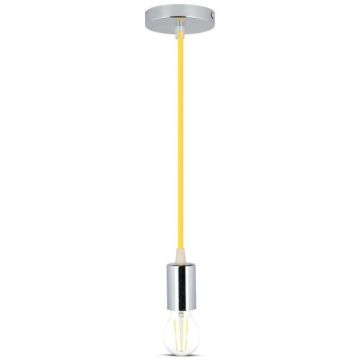 V-TAC VT-7338 Lustre suspendu 1MT E27 en métal avec câble de couleur jaune Ф39mm IP20 - SKU 3793