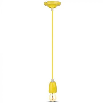 V-TAC VT-7998 Lampadario pendente 1mt E27 in porcellana Ф47mm cavo in corda colore giallo IP20 - SKU 3809