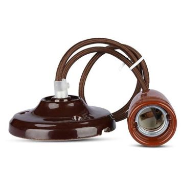 V-TAC VT-7998 Lumière Pendant 1MT E27 lampe à porcelaine haute fréquence Ф47mm IP20 marron - sku 3810