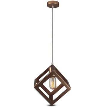 V-TAC VT-7161 Rhomboid cube metal pendant lamp holder 1MT E27 Ф250mm Champagne gold color sku 3833