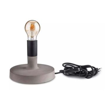 V-TAC VT-7171 Lampada da tavolo corpo grigio chiaro in calcestruzzo rotondo con portalampada per lampadine E27 - sku 3852