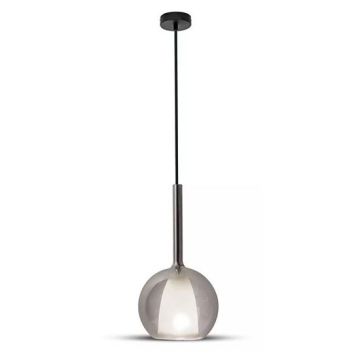 V-TAC VT-7304 Lumière pendante 1MT E27 designer en verre double Gris bronze + blanc Ф250mm - sku 3876