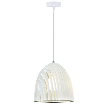 V-TAC VT-7255-W Lustre Cloche Prismatique en Métal LED E27 Douille (Max 60W) Blanc