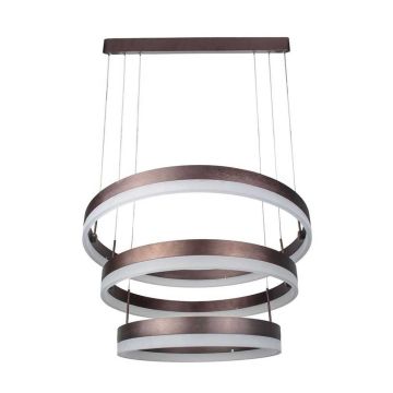 V-TAC VT-82-3-C lustre led suspendu avec anneaux en métal 80W avec 3 cercles couleur café lumière 3000k dimmable - 3991