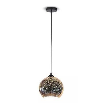 V-TAC VT-71523D Pendant Light 1MT 1xE27 3D light effect Chrome Glass Lampshade Ф150mm - SKU 40111