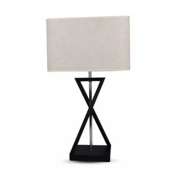 V-TAC VT-7712 Lampe de table design avec abat-jour carré ivoire avec auvent en métal noir et support E27 - sku 40381