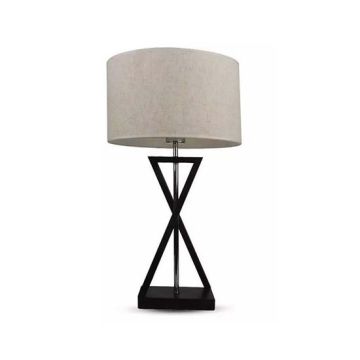 V-TAC VT-7713 Lampe de table design avec abat-jour ronde ivoire avec auvent en métal noir et support E27 - sku 40391