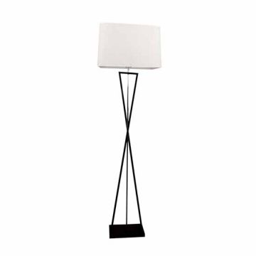 V-TAC VT-7912 Lampadaire design avec abat-jour ivoire avec auvent en métal noir et support E27 - sku 40401