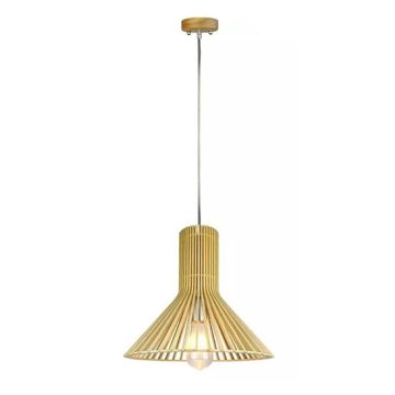 V-TAC VT-3350 Wooden pendant light modern with chrome decorative lampshade E27 Ф350mm - SKU 40511