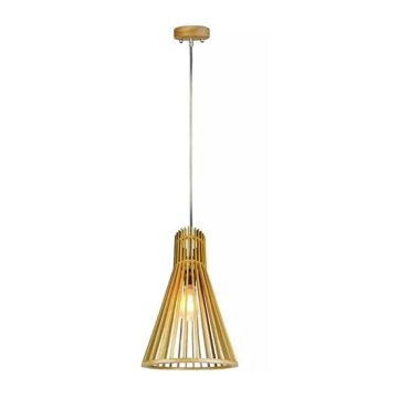 V-TAC VT-2450 Wooden pendant light modern with chrome decorative lampshade E27 Ф250mm - SKU 40521