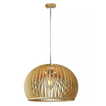 V-TAC VT-4280 Suspension moderne en bois avec abat-jour décoratif chromé E27 Ф440mm - SKU 40541