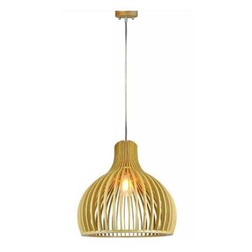 V-TAC VT-4453 Wooden pendant light modern with chrome decorative lampshade E27 Ф450mm - SKU 40551