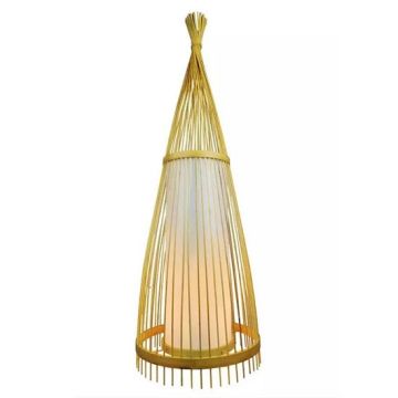 V-TAC VT-4150 Lampadaire design en bois avec abat-jour en rotin support E27 - sku 40561