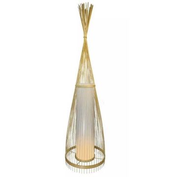 V-TAC VT-3100 Lampadaire design en bois avec abat-jour en rotin support E27 - sku 40571