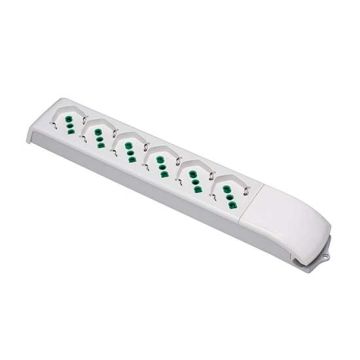 Multisocket without cable 6 sockets italian-dual-size/german std. 2P+E 16A white color FIDO serie Fanton 410230