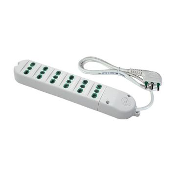 FIDO multisocket 6 sockets italian-dual-size std. 2P+E 16A cable 1,5 m. 3G1 H05VV-F plug 90° italian std. 2P+E 16A white color Fanton 41040