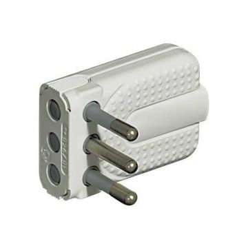 BTicino S2465TAE 2p + T 16A Lenkradstecker, platzsparend, verstellbarer Kabelausgang an 3 Positionen, white