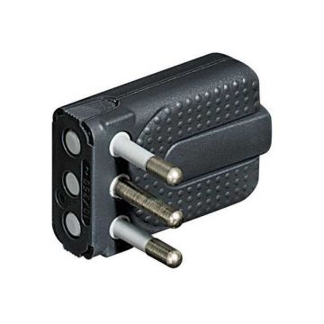 BTicino S2496TG 2p + T 10A Lenkradstecker, platzsparend, verstellbarer Kabelausgang an 3 Positionen, grau