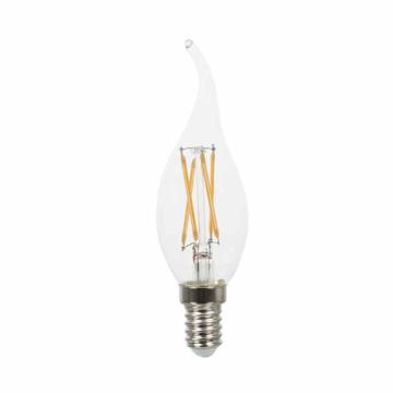 LED Bulb V-TAC Filament Cross Candle Flame 4W E14 High Lumens 400LM 300° Transparent glass A++ VT-1997C - SKU 44291 Day white 4000K