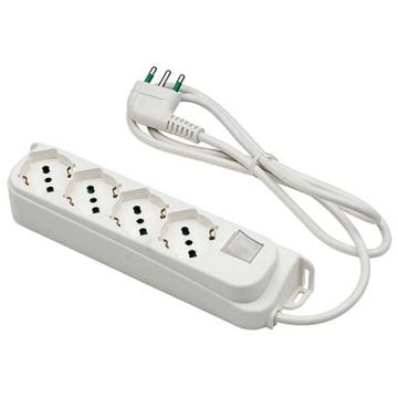 Multisocket 4 sockets schuko Italian/German 2P+T 16A cable 1,5m plug 90° italian std. 2P+T 16A Fanton 47420