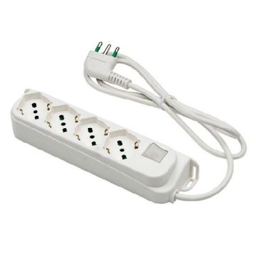 Multisocket 4 sockets schuko Italian/German 2P+T 16A cable 1,5m plug italian std. 2P+T 10A with switch Linea Retail Fanton 474204