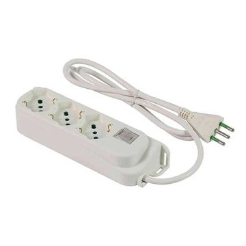 Multisocket 3 sockets schuko Italian/German 2P+T 16A cable 1,5m plug italian std. 2P+T 10A with switch Linea Retail Fanton 474604