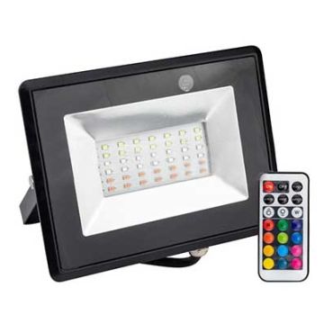 V-TAC VT-4932 30W LED Floodlight RGB Multicolor SMD with IR remote control body black slim IP65 - sku 5995
