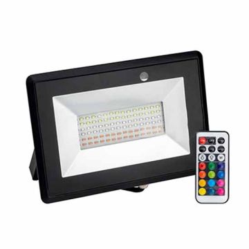 V-TAC VT-4952 50W LED Floodlight RGB Multicolor SMD with IR remote control body black slim IP65 - sku 5996