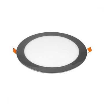 V-TAC VT-1807CH Panneau led 18W downlight rond chrome blanc chaud 3000K + Driver - SKU 6346