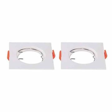 V-TAC VT-930 Fitting square polycarbonate white for 1XGU10-GU5.3 spotlights box 2pcs/pack - sku 6642