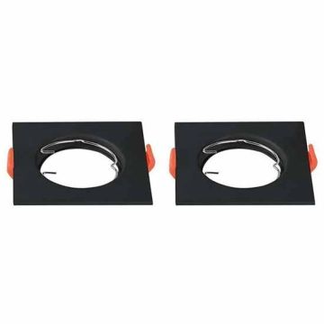 V-TAC VT-930 Fitting square polycarbonate black for 1XGU10-GU5.3 spotlights box 2pcs/pack - sku 6643