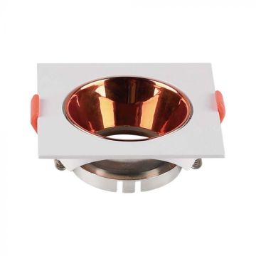 V-TAC VT-932 LED-GU10-Einbauleuchte, quadratisch, weißes Gehäuse, roségoldener Reflektor – Artikelnummer 6655