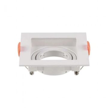 V-TAC VT-933-W square recessed led spotlight GU10 white color polycarbonate 95x95mm sku 6656