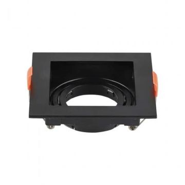 V-TAC VT-933-B square recessed led spotlight GU10 black color polycarbonate 95x95mm sku 6657