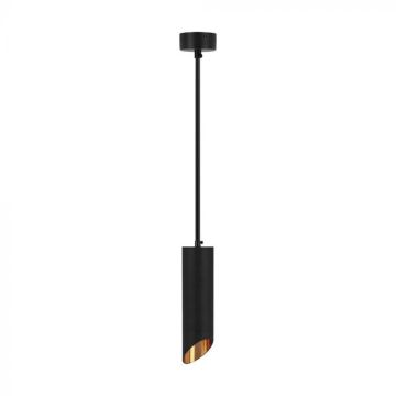 V-TAC VT-975 Black aluminum GU10 pendant light fixture with gold reflector - sku 6685