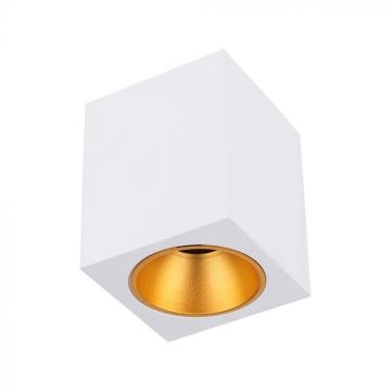 V-TAC VT-979 LED ceiling light fixture surface mount square GU10 white color and gold reflector sku 6692