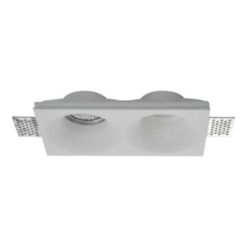 V-TAC VT-11012 Recessed Rectangular Recessed Plaster LED Spotlight Holder Bevelled Edges for 2 GU10/GU5.3 Spotlights White sku 6763