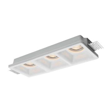 V-TAC VT-11003 LED-Strahlerhalter für rechteckige Einbauleuchte aus Gips mit abgeschrägten Kanten für 3 GU10/GU5.3-Strahler Weiß Artikelnummer 6764