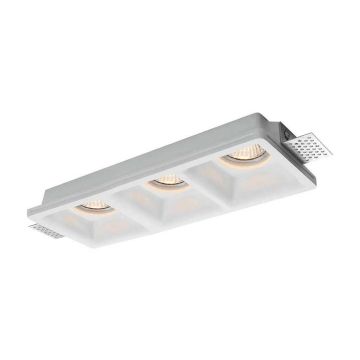 V-TAC VT-11003 Recessed Rectangular Recessed Plaster LED Spotlight Holder Bevelled Edges for 3 GU10/GU5.3 Spotlights White sku 6764