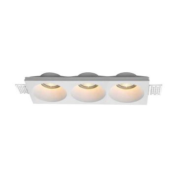 V-TAC VT-11013 Support spot led encastré rectangulaire plâtre coupes arrondies pour 3 spots 3*GU10/GU5.3 blanc sku 6765