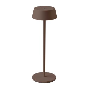 V-TAC VT-7562 Lampada da tavolo LED 2W bianco caldo 3000K con batteria ricaricabile pulsante touch ON/OFF dimmerabile colore corten IP54 - SKU 6821