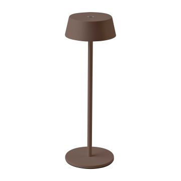 V-TAC VT-7562 Lampe de table LED Poldina 2W blanc chaud 3000K avec batterie rechargeable bouton tactile ON/OFF dimmable couleur corten IP54 - SKU 6821