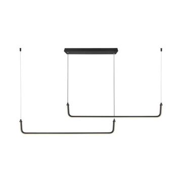 V-TAC VT-7770 lampadario led a sospensione 24W- design moderno barre sottili doppia U colore nero luce 4000k L:1525mm - sku 6941