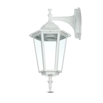 V-TAC VT-750 Portalampada led forma lanterna colore bianco in alluminio e vetro IP44 bianco E27 - sku 7069
