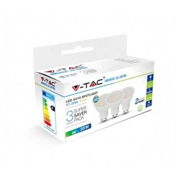 KIT Super Saver Pack V-TAC 3PCS/PACK LED Spotlight SMD 5W GU10 VT-2095 - SKU 7271 White 6400K