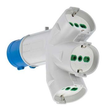 Adapter für Industriestecker TRIPLEX Stecker 2P+E 16A mit 3 Steckdosen IT/DE 2P+E 16A Fanton 73095