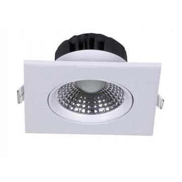 5W LED Downlight Adjustable Square 350LM 68° V-TAC aluminum White Body VT-1100 SQ – SKU 7333 - Day white 4000k