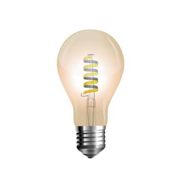 LED Bulb V-TAC Vintage Spiral Filament COB Amber Glass 4W A60 E27 360LM 300° A+ VT-2154 – SKU 7335 Warm White 2200K