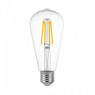 V-TAC VT-2105 4W LED bulb filament E27 ST64 warm white 2.700K transparent glass cover dimmable - SKU 7414